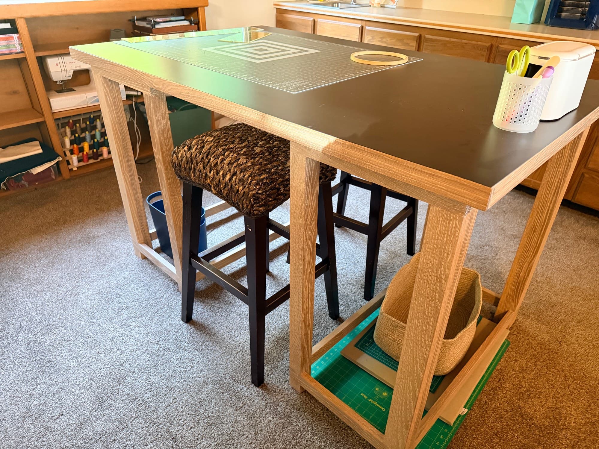 White Oak Craft & Sewing Table
