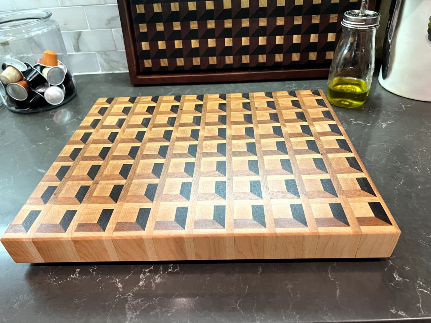 3D Tumbling Block End-Grain Cutting Board