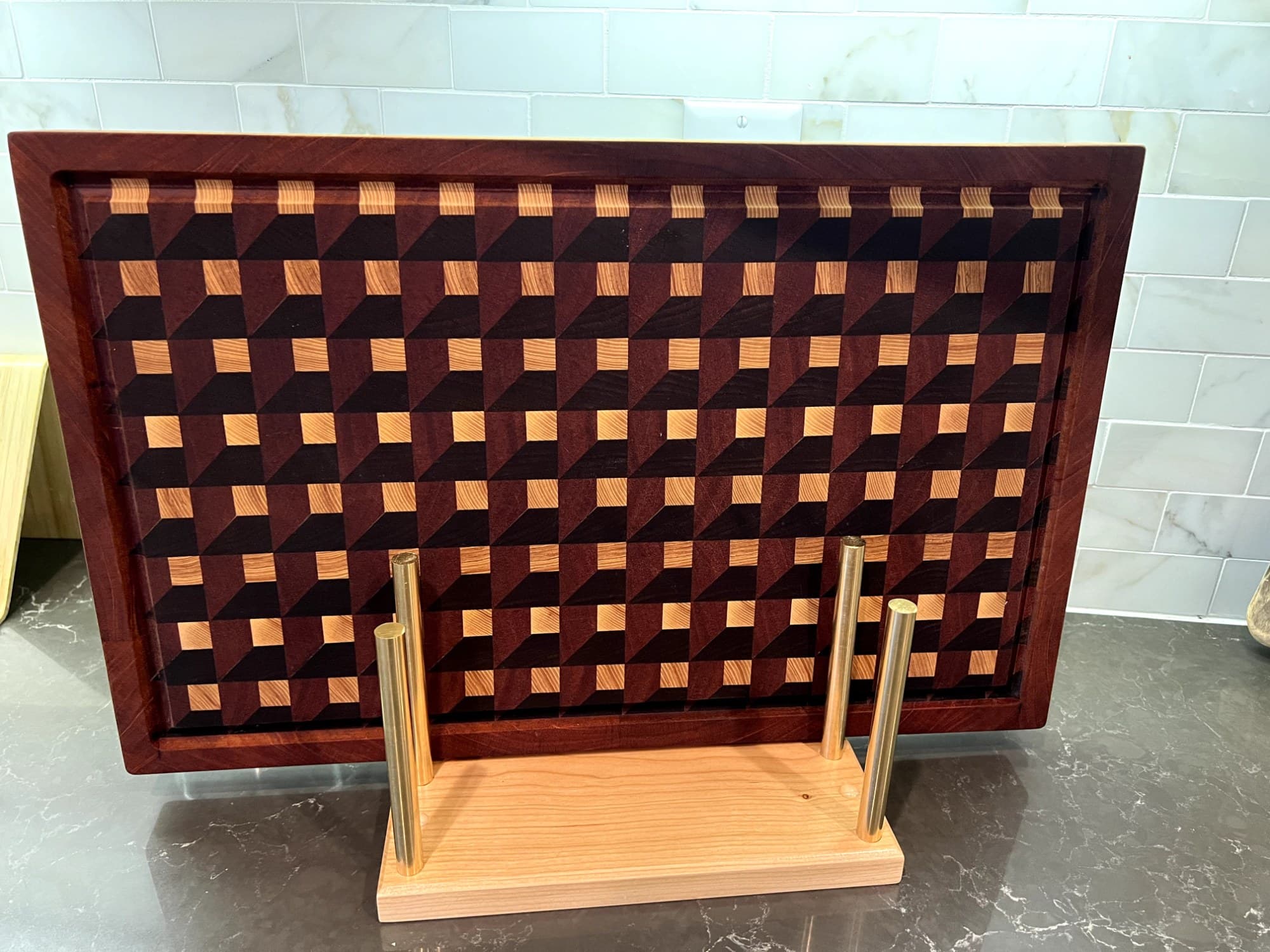 Cherry and Brass Cutting Board Stand