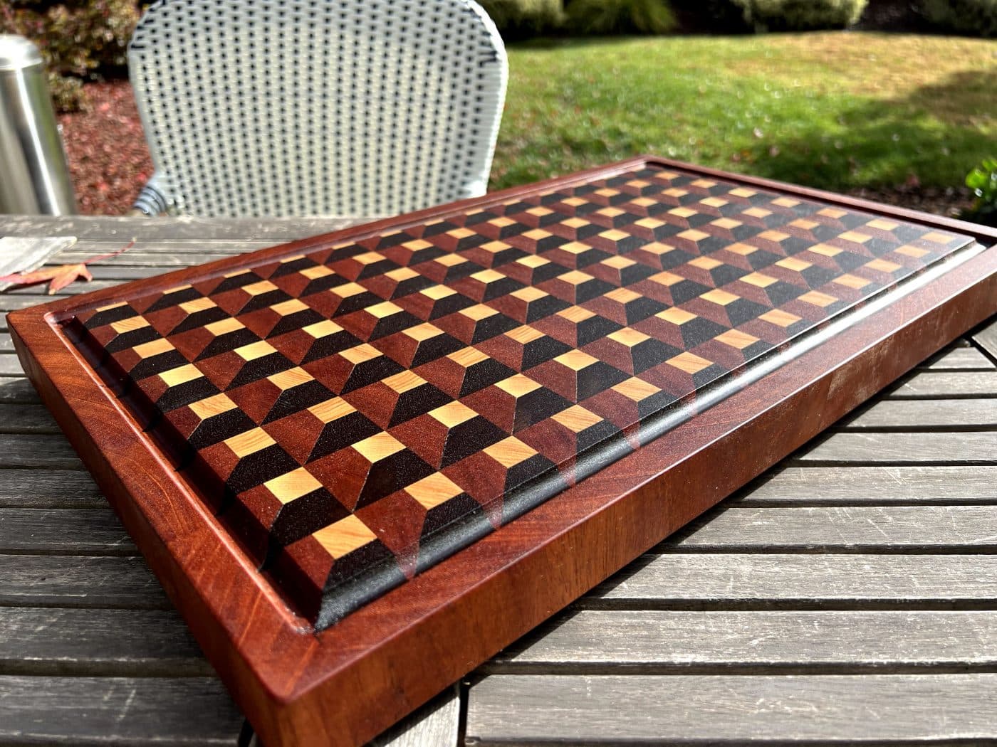 3D Tumbling Block End-Grain Cutting Board