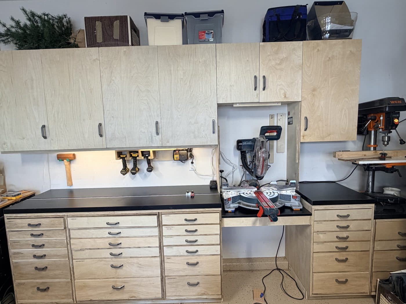 Garage Workshop Cabinets and Miter Station